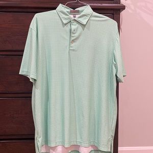 Peter Millar golf shirt green and white check